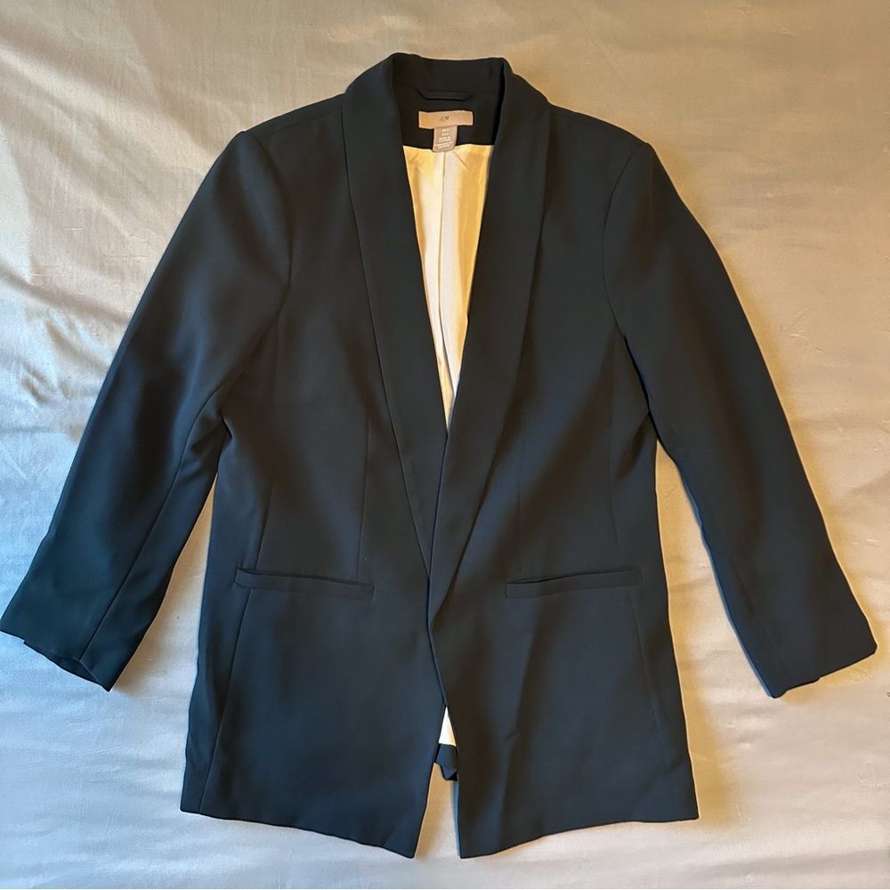 H&M Single Breasted Blazer in Dark Green, Size Small